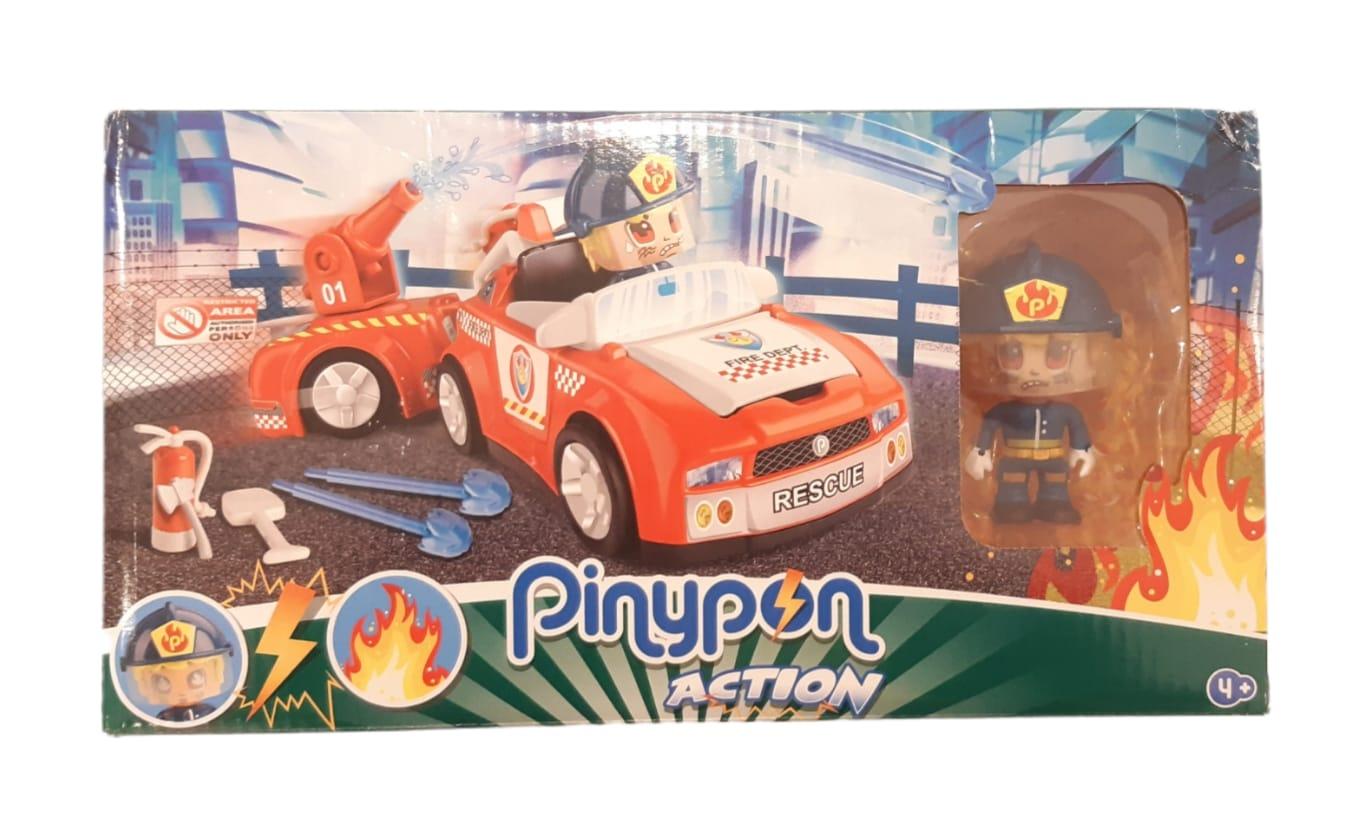 PinyPon action- auto de bomberos con figura y accesorios